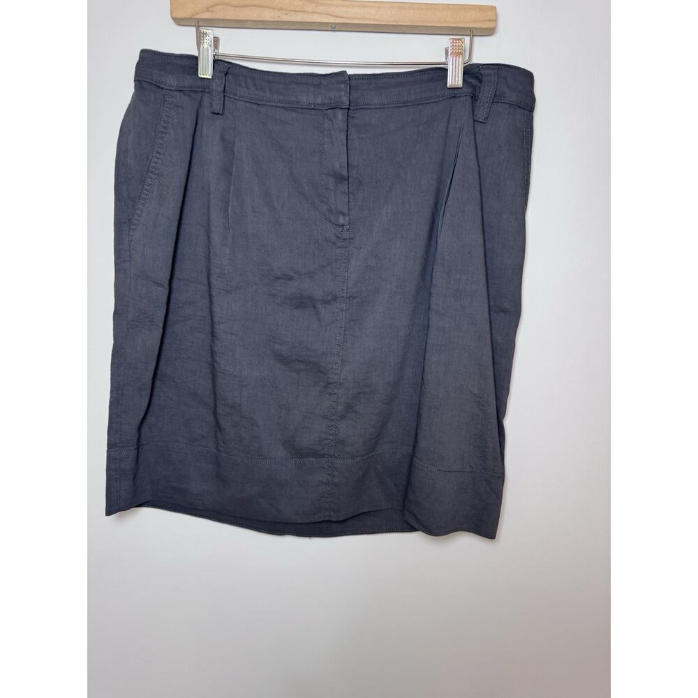 Eileen Fisher Linen Blend Straight Skirt 14 Gray Pleats Lightweight